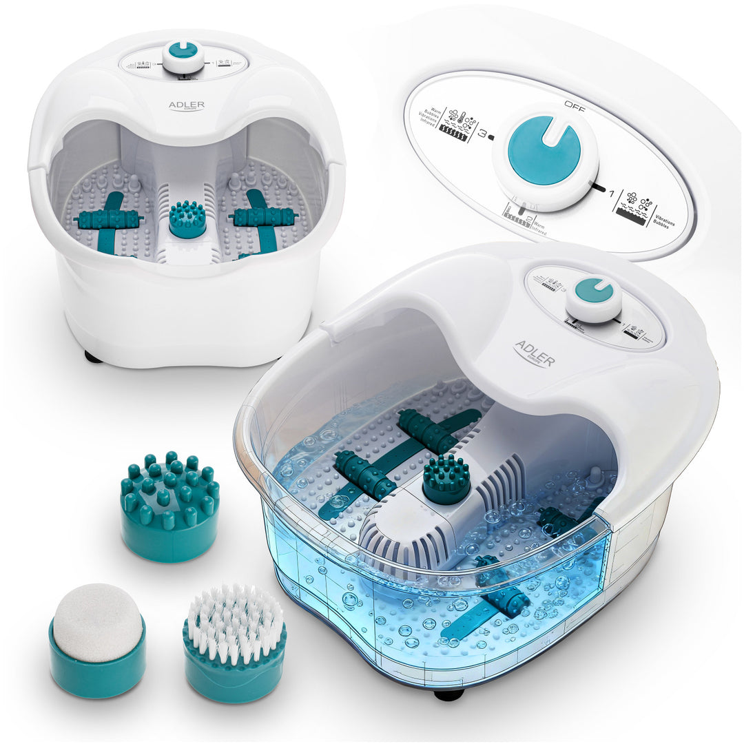 Adler fodmassager, boble-, vibrations- og varmemassage, infrarød, 4 ruller + 3 påsætningsdele, AD 2167 White