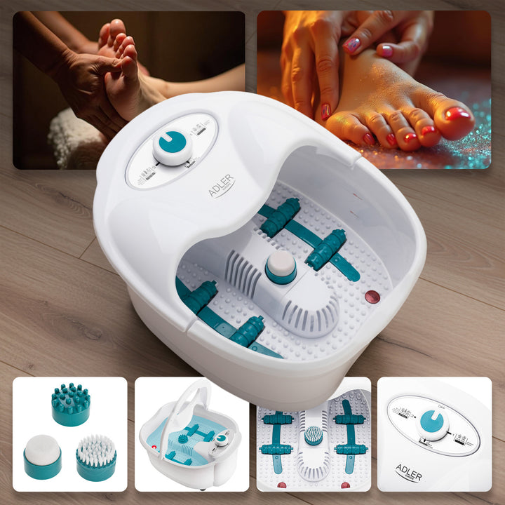 Adler fodmassager, boble-, vibrations- og varmemassage, infrarød, 4 ruller + 3 påsætningsdele, AD 2167 White