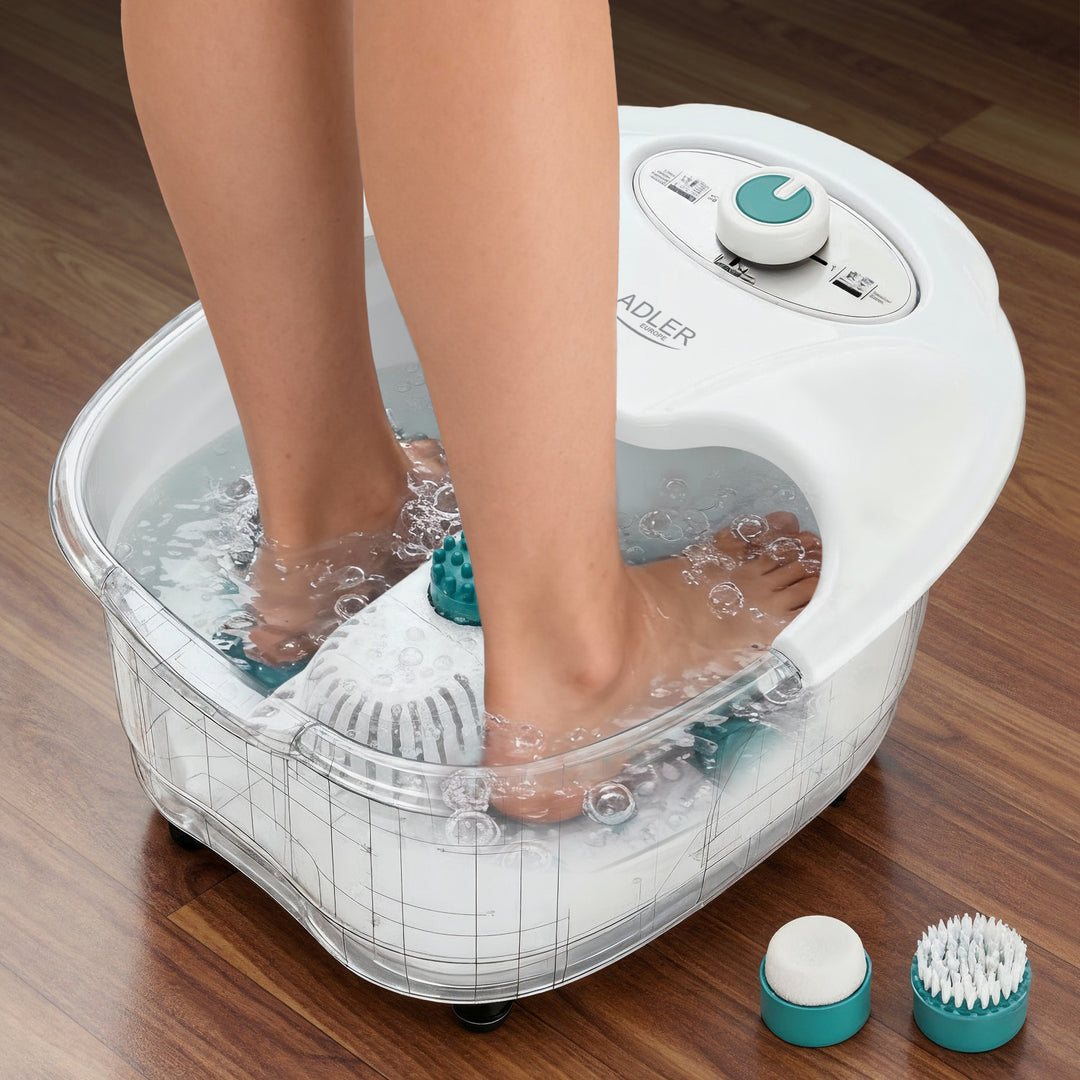 Adler fodmassager, boble-, vibrations- og varmemassage, infrarød, 4 ruller + 3 påsætningsdele, AD 2167 White