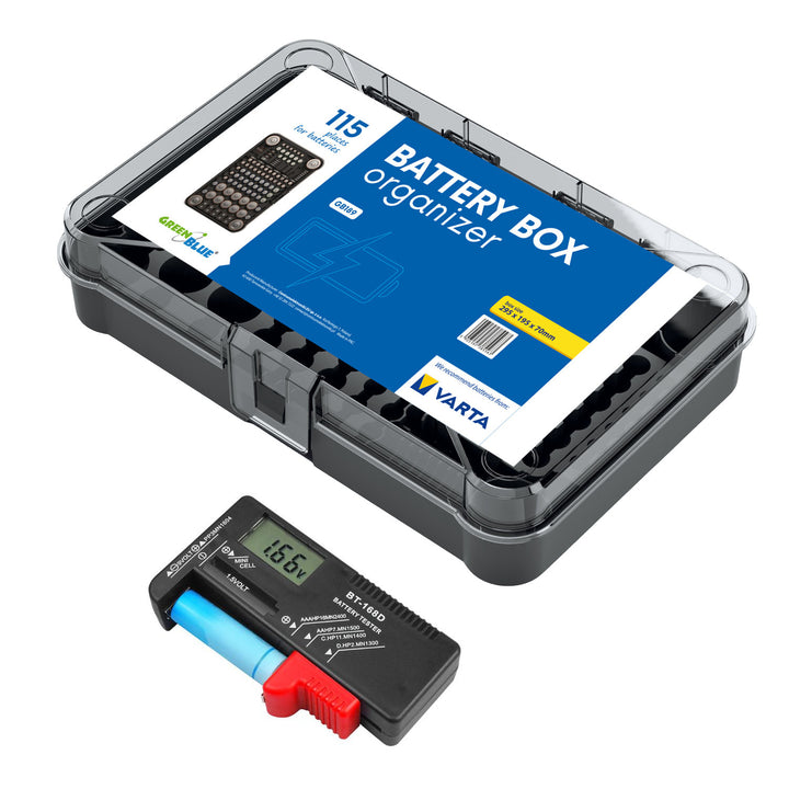 GreenBlue GB189 batteriholder + Lamex digital tester til batterier og genopladelige batterier