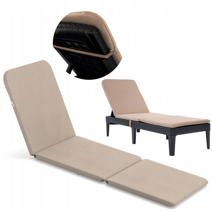 Jaipur-liggestolspude, farve: beige, stof: S-550 melange, størrelse: 190 x 60 cm, to fastgørelsessystemer, vandafvisende, kan vaskes i sin helhed, melange S-21