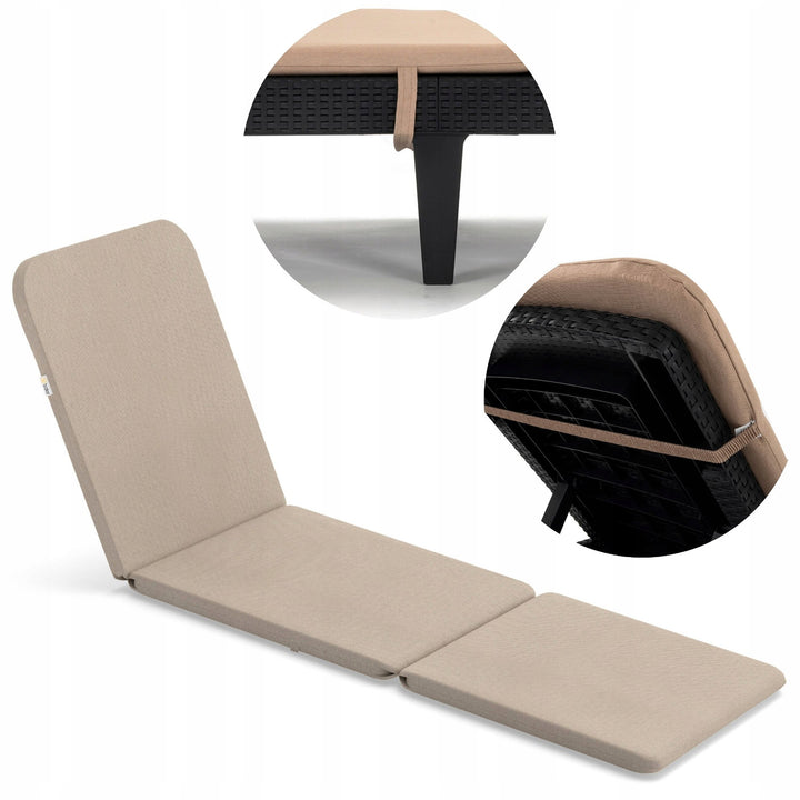 Jaipur-liggestolspude, farve: beige, stof: S-550 melange, størrelse: 190 x 60 cm, to fastgørelsessystemer, vandafvisende, kan vaskes i sin helhed, melange S-21