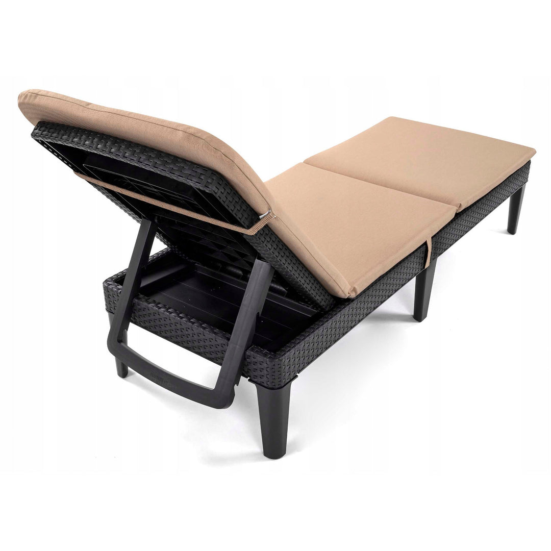 Jaipur-liggestolspude, farve: beige, stof: S-550 melange, størrelse: 190 x 60 cm, to fastgørelsessystemer, vandafvisende, kan vaskes i sin helhed, melange S-21