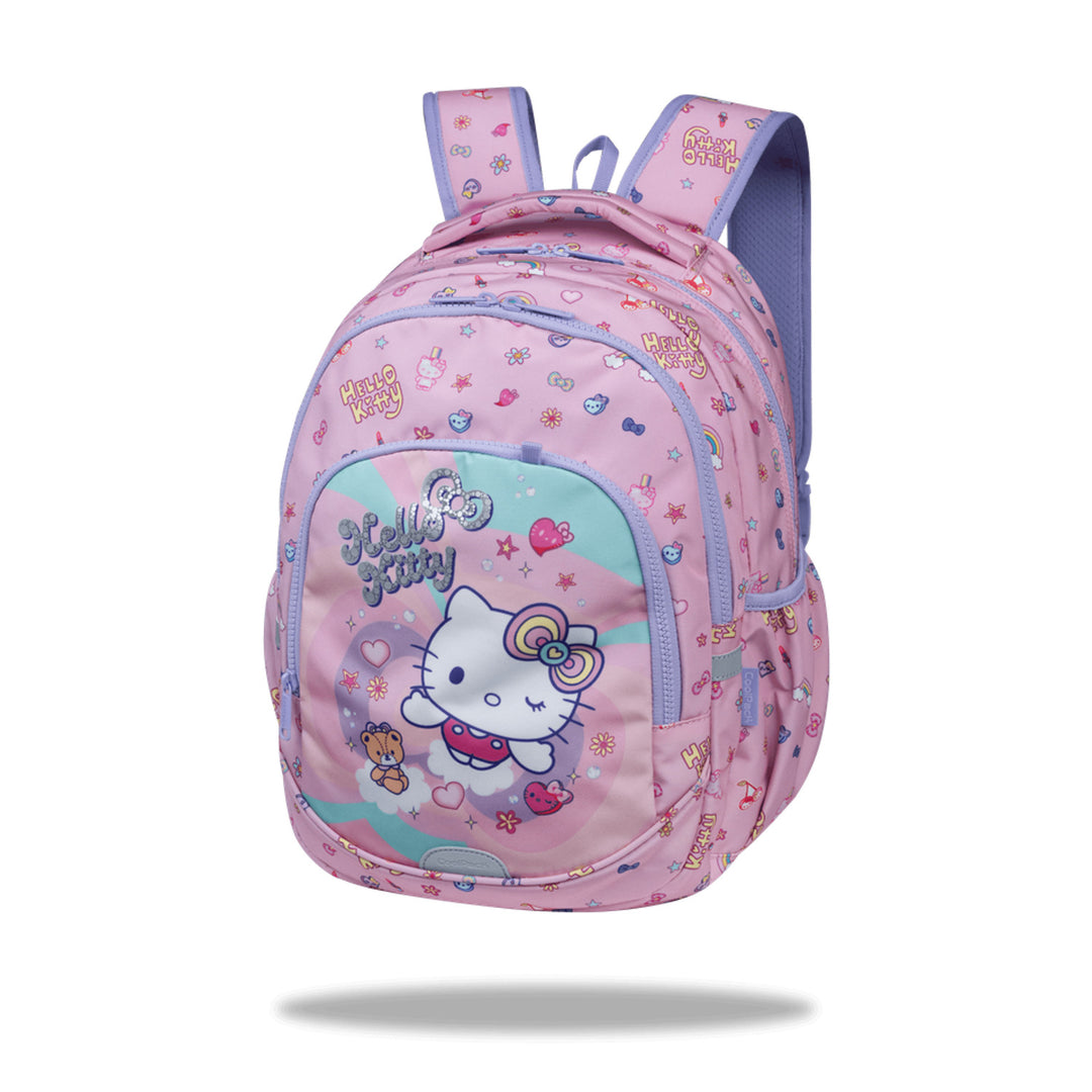Hello Kitty Coolpack-skolerygsæk, størrelse Primo Pro (16"), formtilpasset ryg og polstrede skulderstropper, 2 hovedrum og lomme til bærbar computer, forstærket bund, F162025