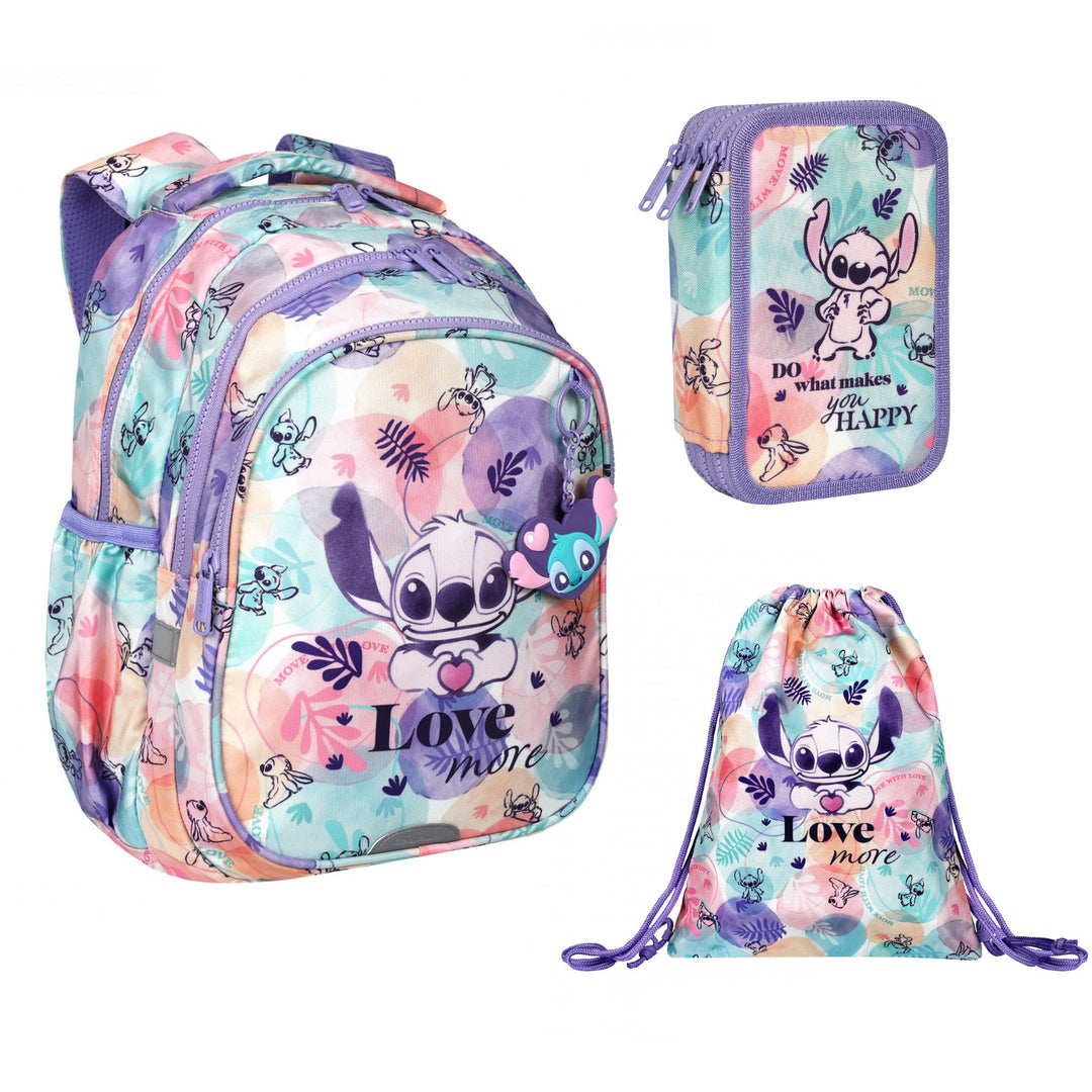 Stitch Coolpack-skolesæt, Jerry-rygsæk med 2 rum (15"), Jumper 3-penalhus samt en sportstaske til sko