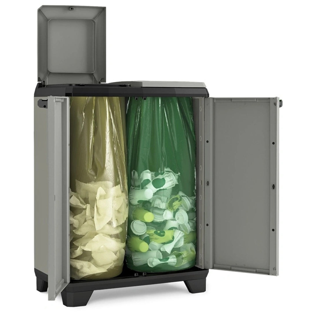 Keter Planet affaldssorteringsskab, rumindhold 2 x 110 l, farve: grå, 68 x 39 x 92 cm, 246640