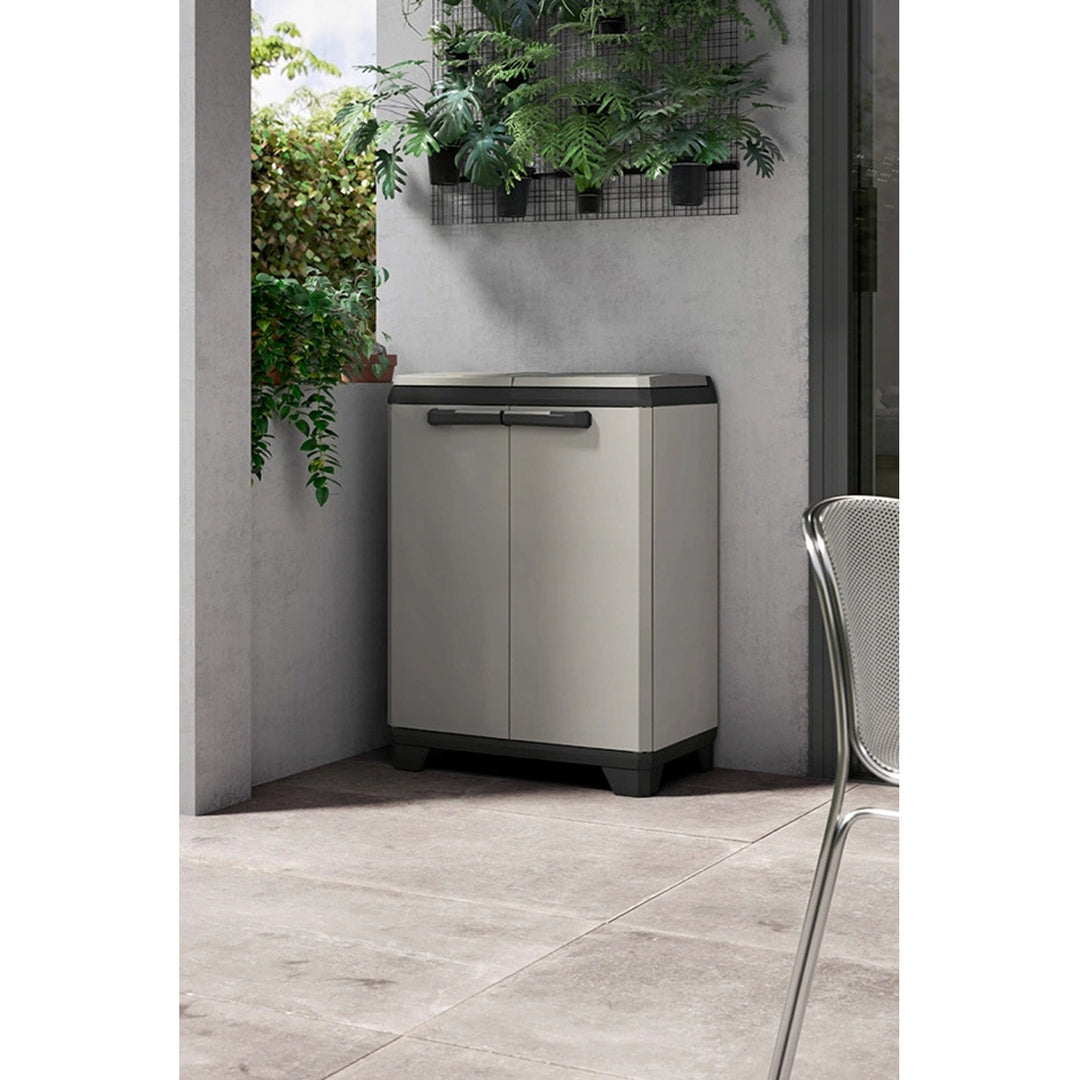 Keter Planet affaldssorteringsskab, rumindhold 2 x 110 l, farve: grå, 68 x 39 x 92 cm, 246640