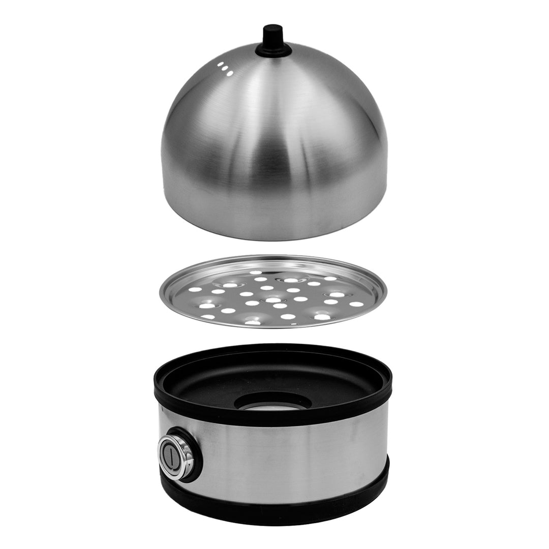 GreenBlue æggekoger i rustfrit stål, effekt 200 W, til op til 7 æg, målebæger, 220–240 V~, 50/60 Hz, GB357