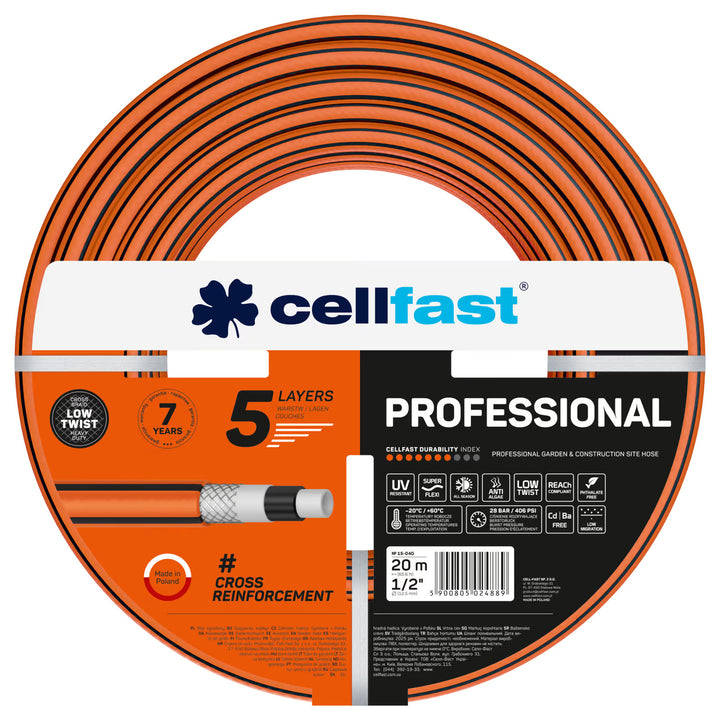Cellfast Professional haveslange, diameter 1/2 tomme, længde 20 m, 5 lag