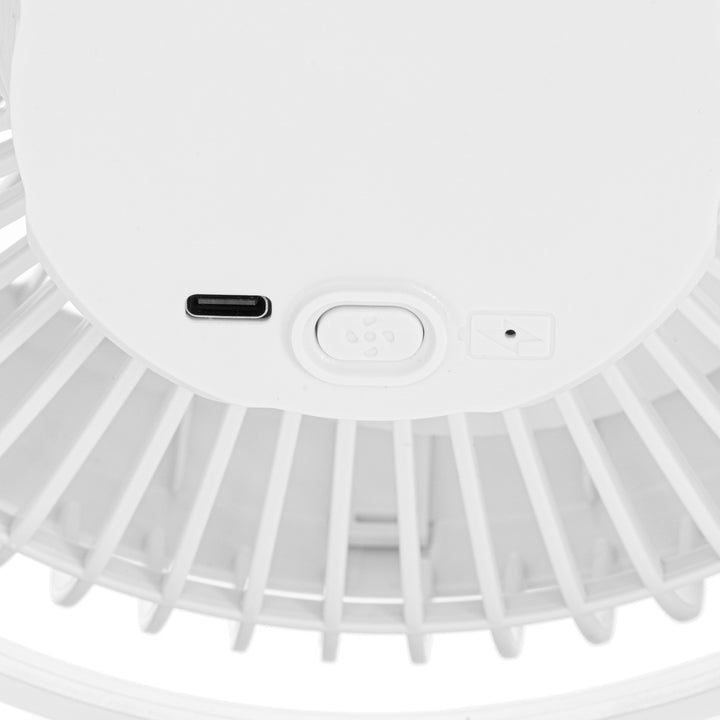 Bordventilator med klips, batteridrevet, 15,5 cm, 360° drejning, USB-C, Adler