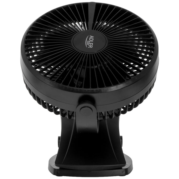 Bordventilator med klips, batteridrevet, 15,5 cm, 360° drejning, USB-C, Adler