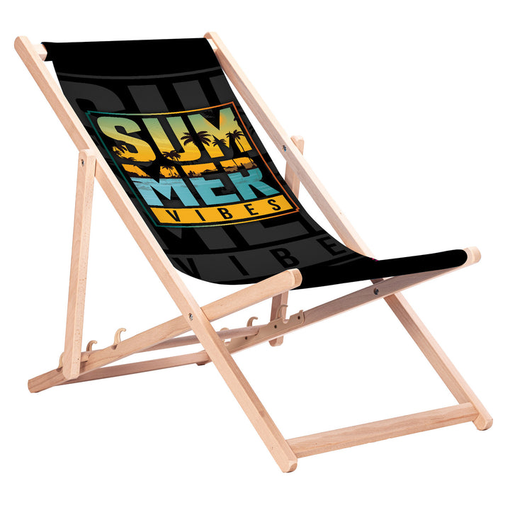 GreenBlue GB183 klassisk liggestol i bøg med »Summer Vibes«-mønster