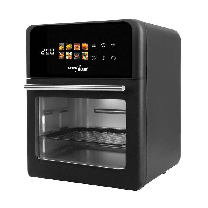 GreenBlue AIR FRYER fedtfri frituregryde, kraftig 1800 W, 10 l kapacitet, 8 programmer, tilbehør, timer, GB950 + madtermometer/sonde, GreenBlue GB178