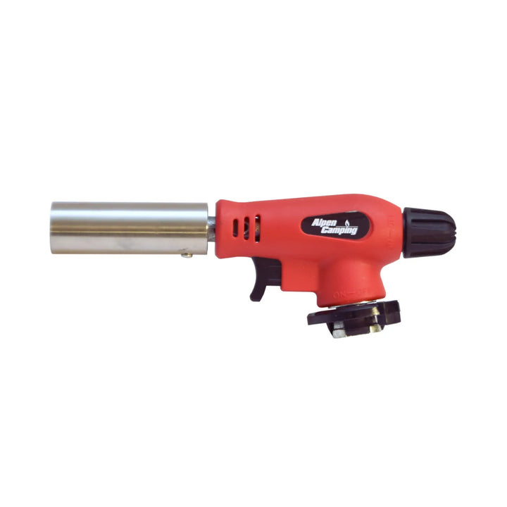 Alpen Camping gasbrænder til gaspatroner, 360° drejeområde, flamtemperatur 1300 °C, piezo-tænding, OLIMP + 4 stk. 227 g GreenBlue gaspatroner. Certifikat: Pi 0875, overholder standarden EN417
