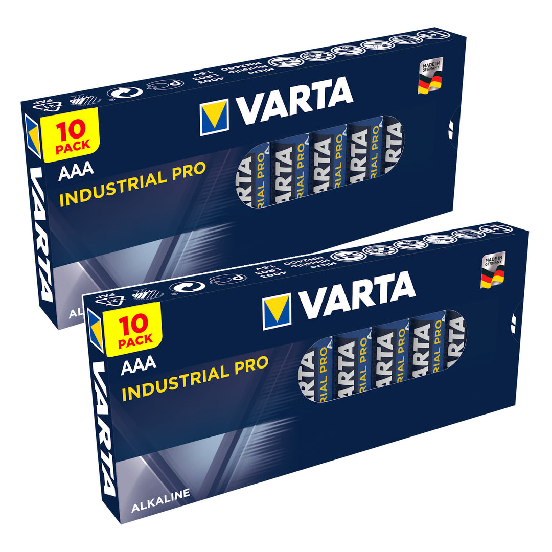 20 stk. R-03 LR03 AAA-alkalibatterier fra Varta Industrial 4003