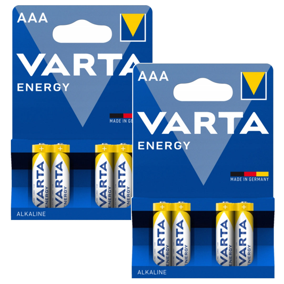 8 stk. R-03 LR03 AAA 1,5 V-batterier, Value Pack 4103, Varta Energy