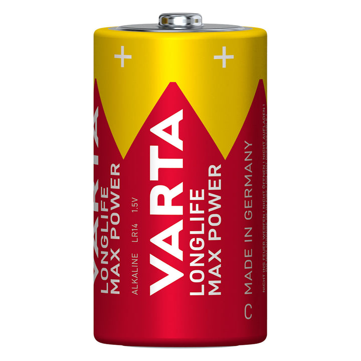4 stk. R-14 R14 C 1,5 V alkalibatterier fra Varta Longlife Max Power
