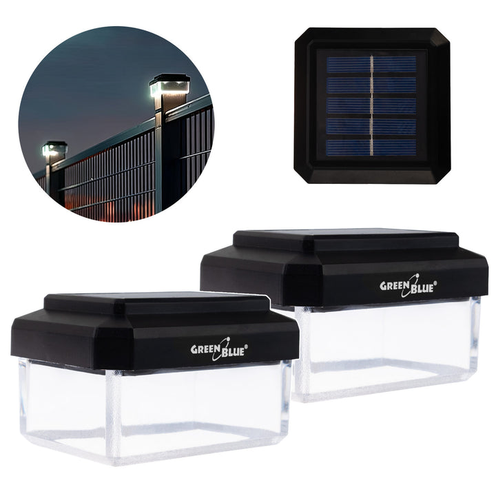GreenBlue LED-solcellelampe til stolpe, 60 x 40 mm, konisk tag, 3200 K, GB125 WW, 2 stk.
