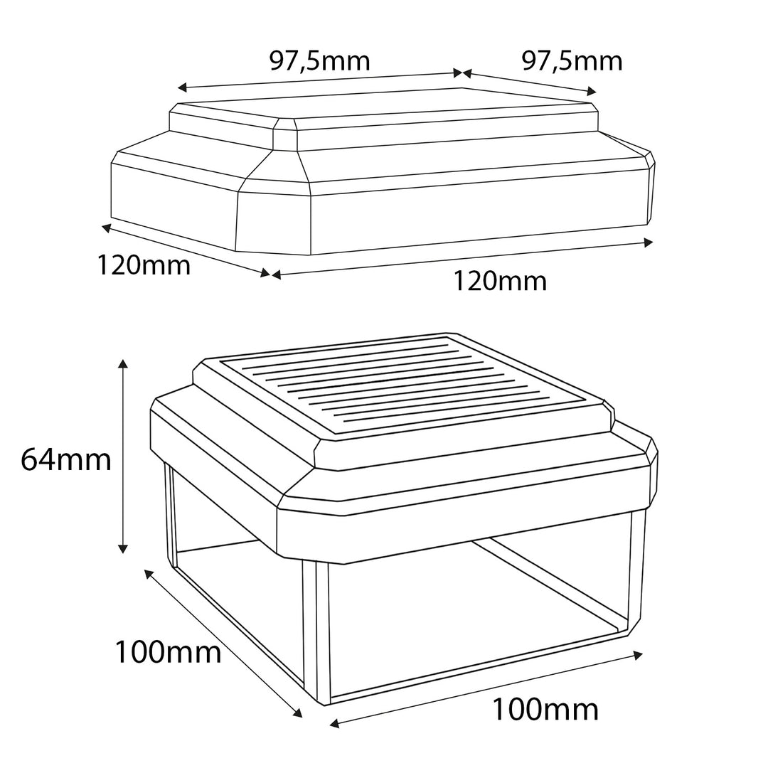 GreenBlue LED-solcellelampe til stolpe, 100 x 100 mm, konisk skærm, 3200 K, GB128 WW, 2 stk.
