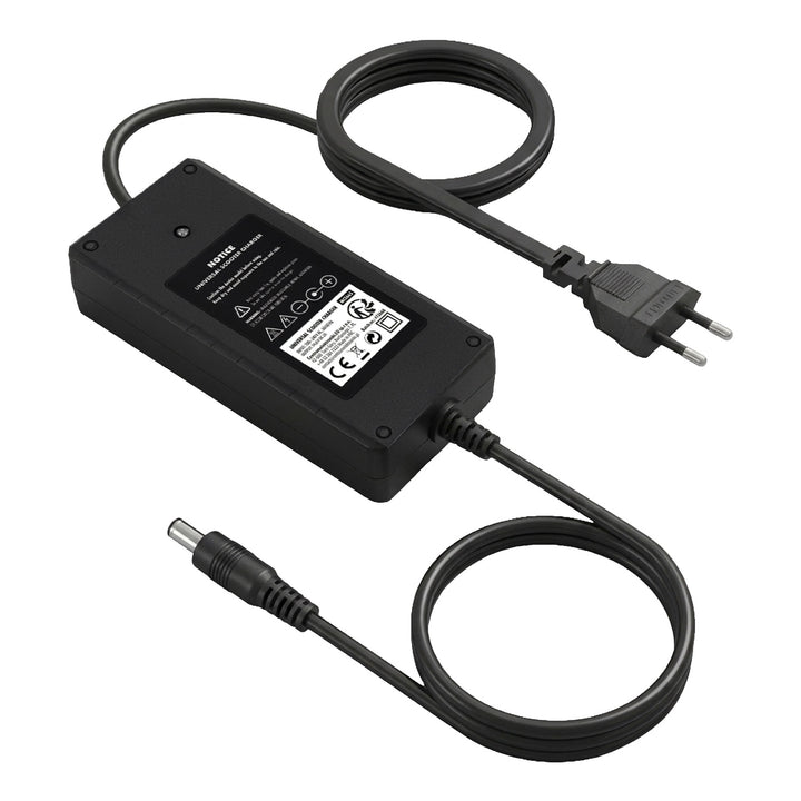 Universel oplader / strømforsyning fra Maclean Energy til løbehjul, 54,6 V DC, 2 A, maks. 110 W, hurtigopladning, 6 stik, MCE665