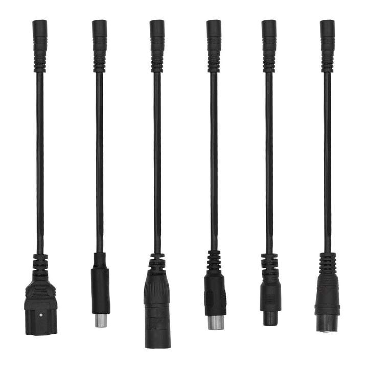 Universel oplader / strømforsyning fra Maclean Energy til løbehjul, 54,6 V DC, 2 A, maks. 110 W, hurtigopladning, 6 stik, MCE665