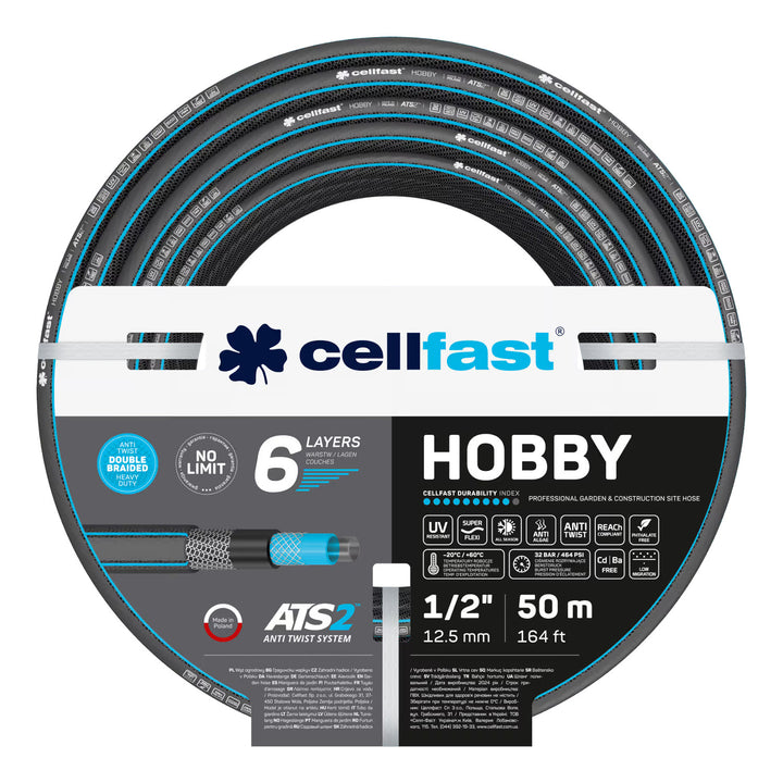 Cellfast Aluplus slangevogn 1/2" 60 m + Cellfast Hobby ATS2 haveslange 1/2" 50 m
