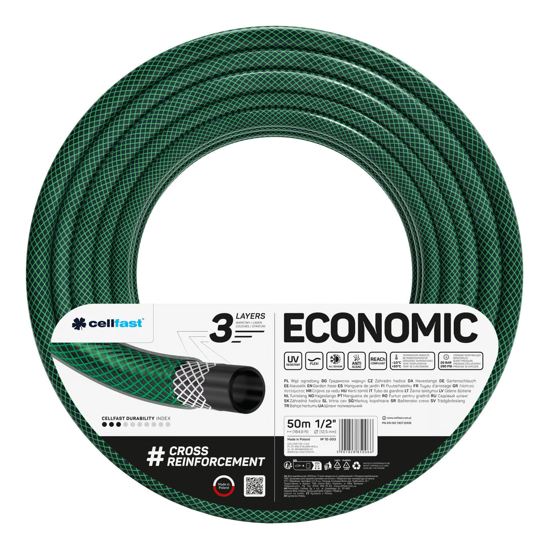 Cellfast Aluplus slangevogn 1/2" 60 m + Cellfast Economic haveslange 1/2" 50 m