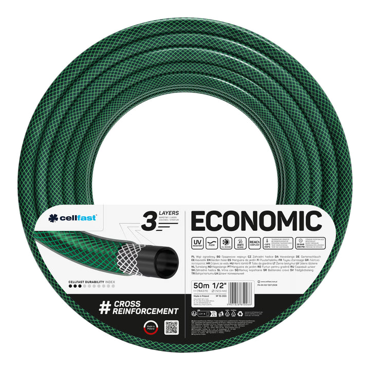 Cellfast Aluplus slangevogn 1/2" 60 m + Cellfast Economic haveslange 1/2" 50 m