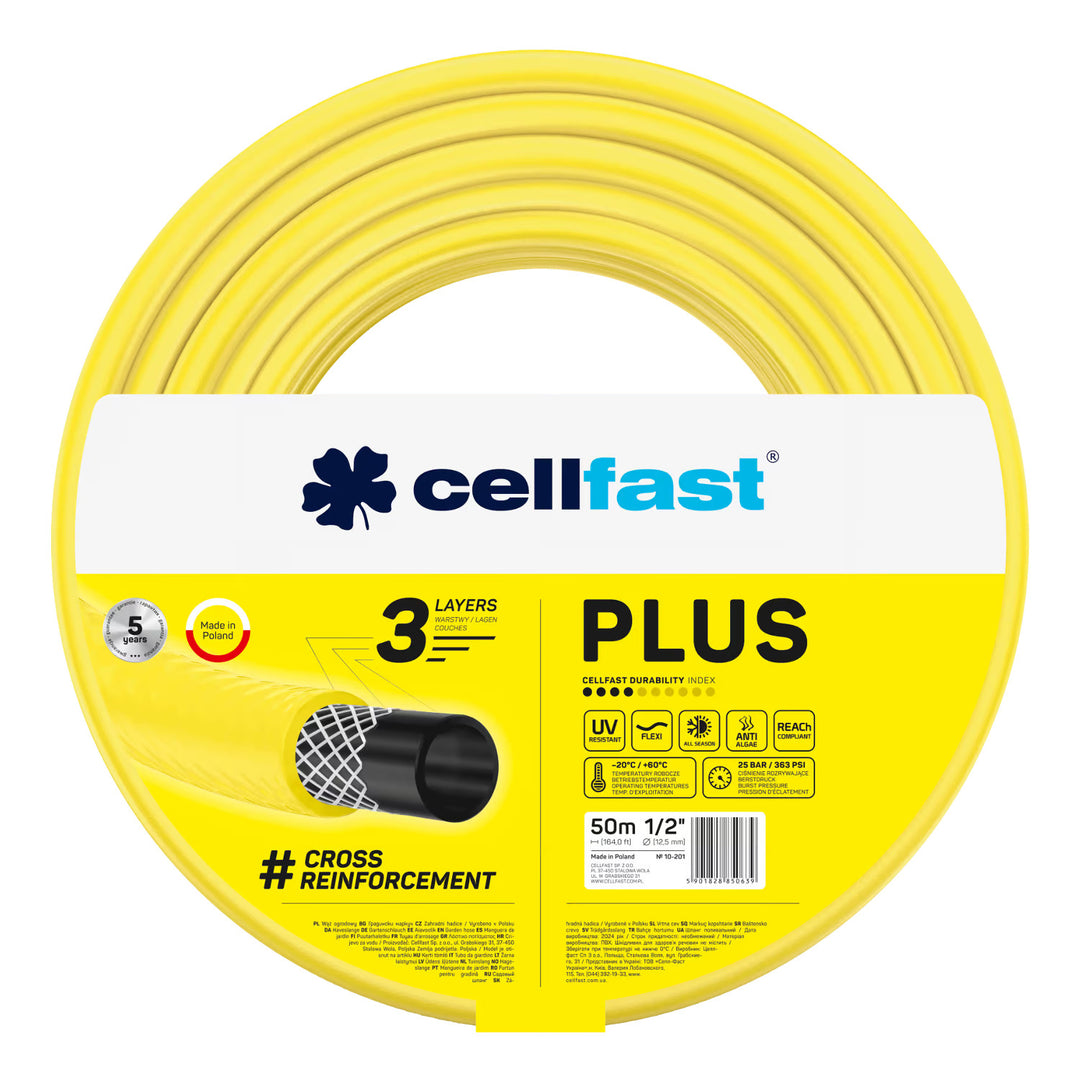 Cellfast Aluplus slangevogn 1/2" 60 m + Cellfast Plus haveslange 1/2" 50 m
