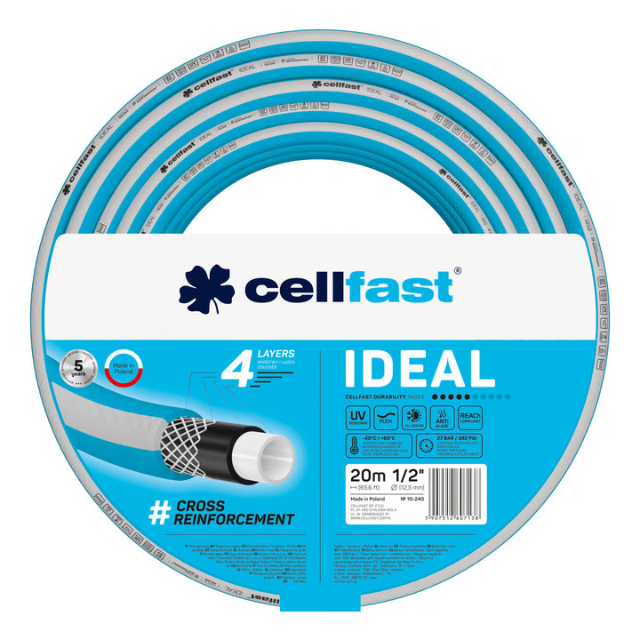 Cellfast Aluplus slangevogn 1/2" 60 m + Cellfast IDEAL haveslange 1/2" 20 m + Sæt med Cellfast Basic fast sprinkler 1/2"
