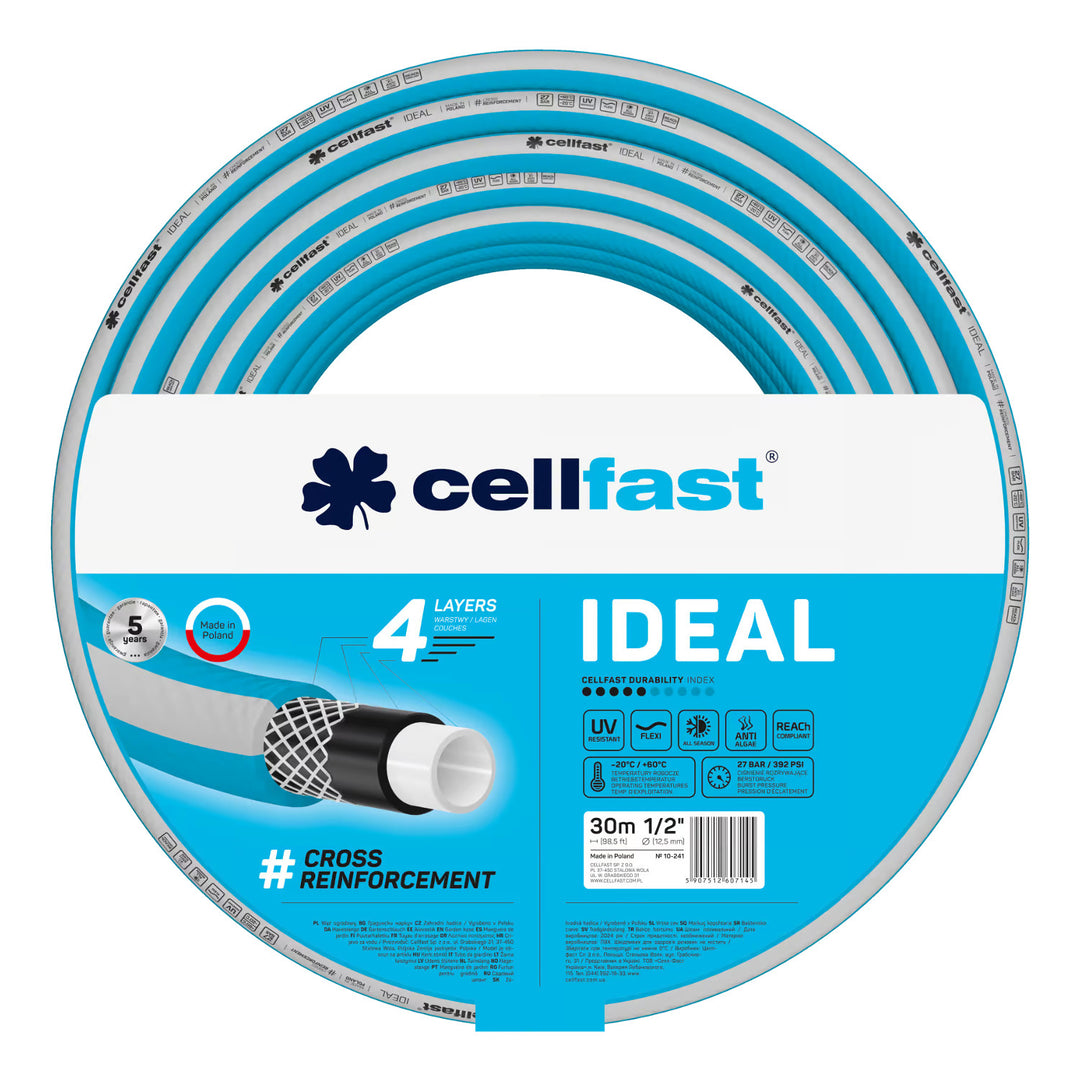 Cellfast Aluplus slangevogn 1/2" 60 m + Cellfast IDEAL haveslange 1/2" 30 m + Sæt med Cellfast Basic fastsprinkler 1/2"