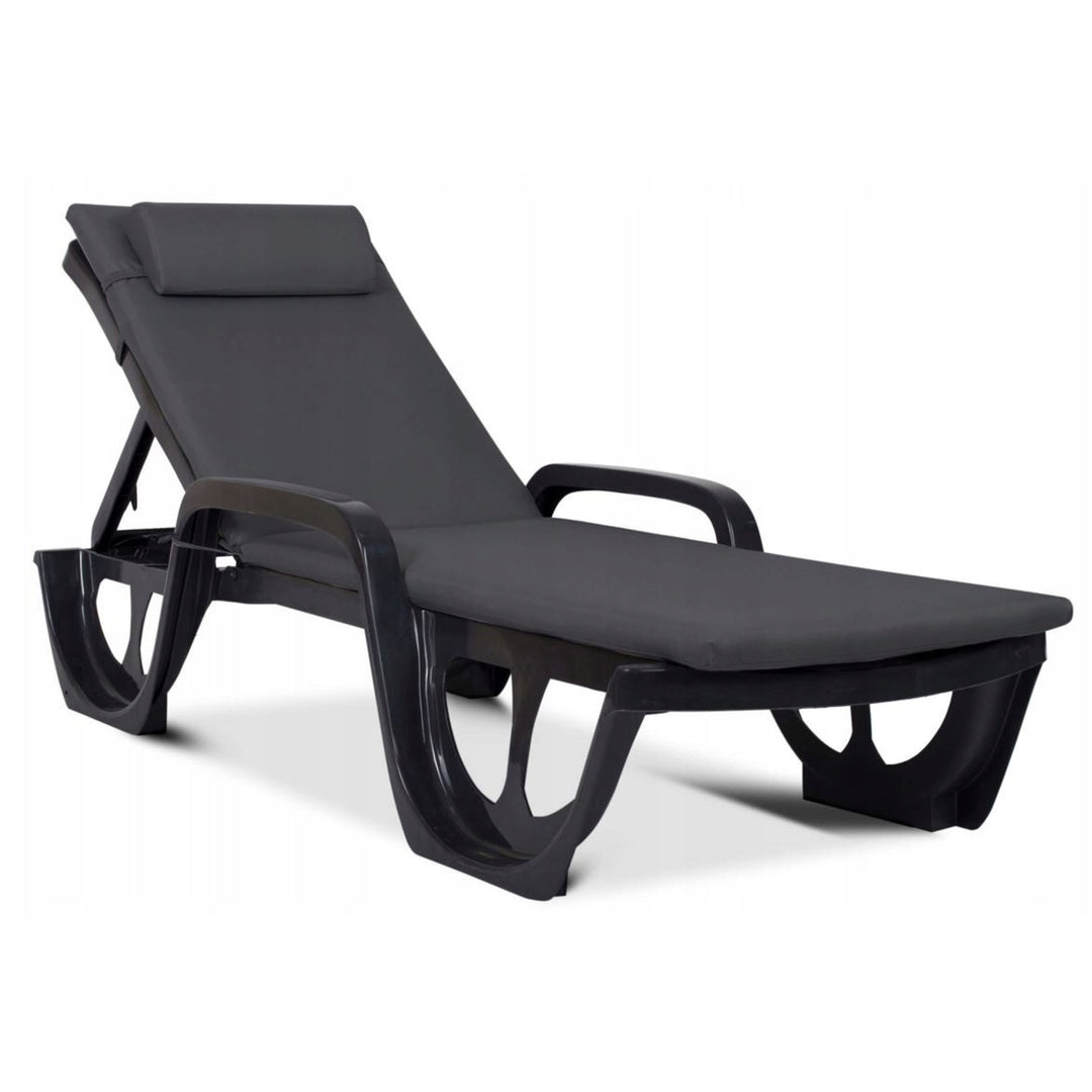 Madera-pude til liggestol, farve: mørkegrå, stof: S-500, størrelse: 190 x 55 cm, fastgøres med gummibånd, vandtæt, Madera S-49