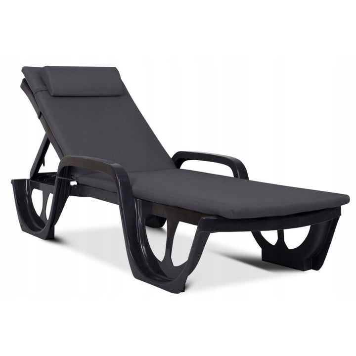 Madera-pude til liggestol, farve: mørkegrå, stof: S-500, størrelse: 190 x 55 cm, fastgøres med gummibånd, vandtæt, Madera S-49