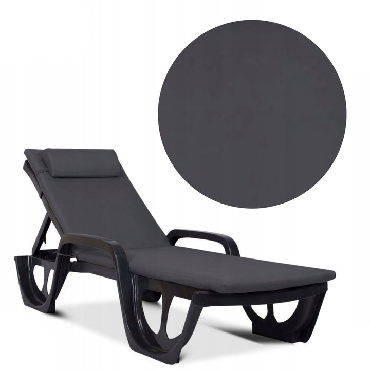 Madera-pude til liggestol, farve: mørkegrå, stof: S-500, størrelse: 190 x 55 cm, fastgøres med gummibånd, vandtæt, Madera S-49