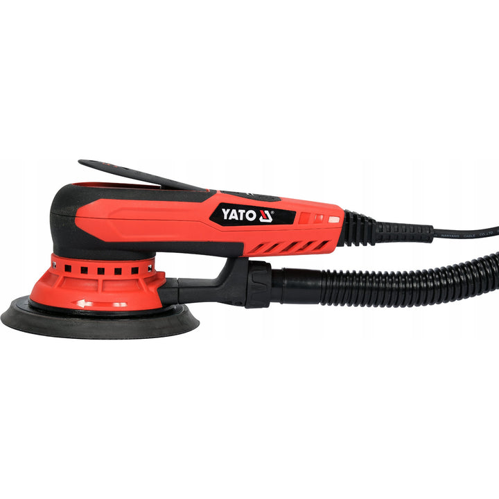 Yato excentersliber, 150 mm, effekt 350 W, omdrejningstal 4000–10000 omdr./min., ledningslængde 3 m, mulighed for tilslutning af støvsuger, YT-82206