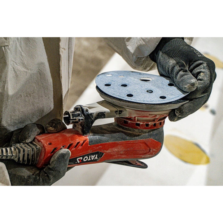 Yato excentersliber, 150 mm, effekt 350 W, omdrejningstal 4000–10000 omdr./min., ledningslængde 3 m, mulighed for tilslutning af støvsuger, YT-82206