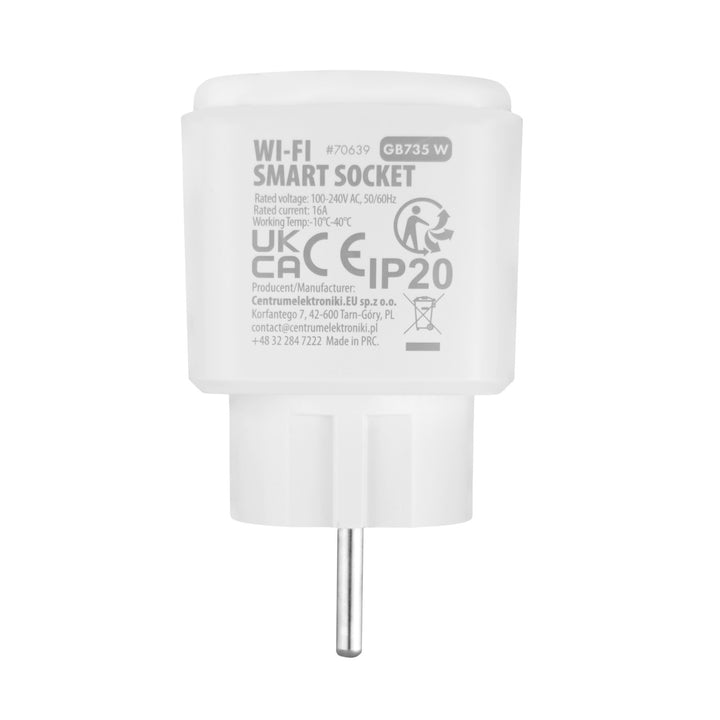 GreenBlue WiFi-stik med fjernbetjening, Android/iOS/Alexa/Google Home, timer, wattmåler, maks. 16 A/3840 W, GB735 W, 2 stk.