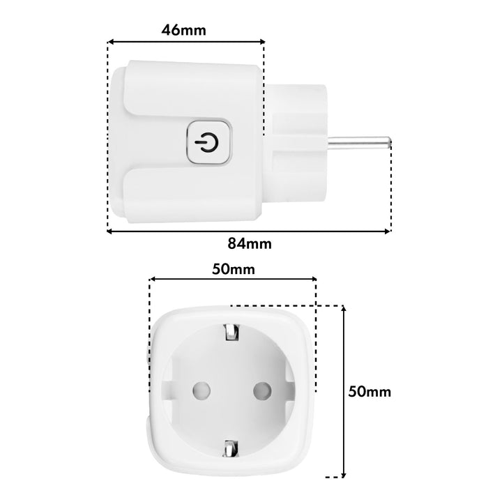 GreenBlue WiFi-stik med fjernbetjening, Android/iOS/Alexa/Google Home, timer, wattmåler, maks. 16 A/3840 W, GB735 W, 2 stk.