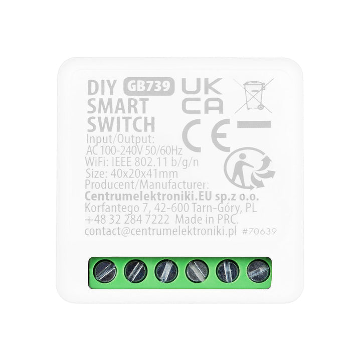 GreenBlue indbygget WiFi-relæ, Android/iOS/Alexa/Google Home, 100–240 V AC, 50/60 Hz, maks. 16 A, til LED 150 W, GB739, 4 stk.