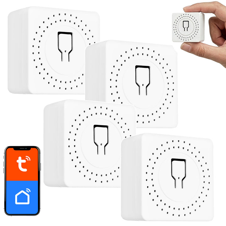 GreenBlue indbygget WiFi-relæ, Android/iOS/Alexa/Google Home, 100–240 V AC, 50/60 Hz, maks. 16 A, til LED 150 W, GB739, 4 stk.