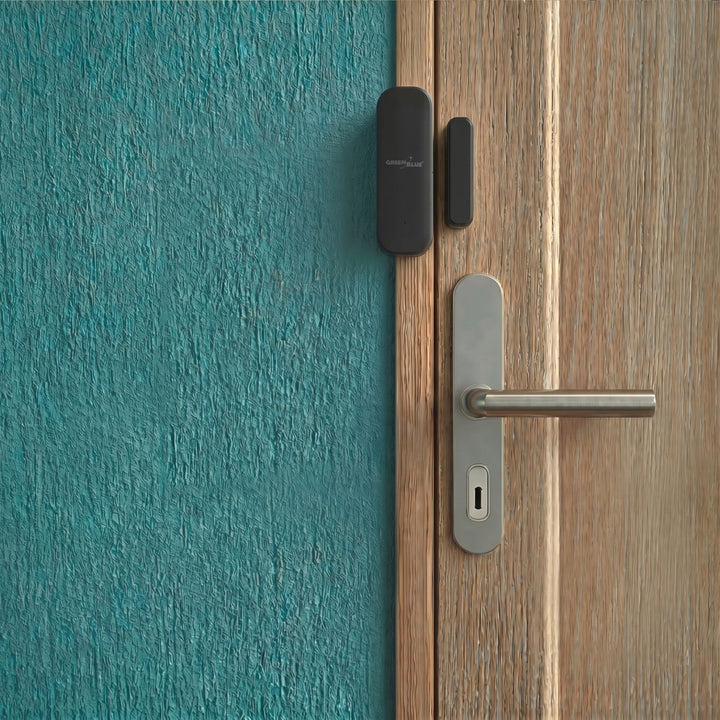 Trådløs kontaktor / WiFi-åbningssensor fra GreenBlue, Android/iOS, til døre / vinduer, 3,0 V DC, LR03x2, GB479 B, 2 sæt