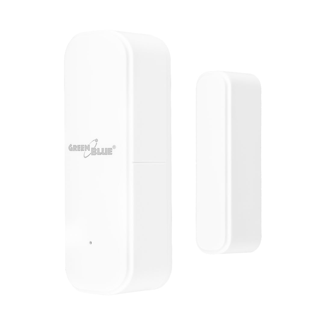 Trådløs kontaktor / åbningssensor med WiFi fra GreenBlue, Android/iOS, til døre / vinduer, 3,0 V DC, LR03x2, GB479 W, 2 sæt