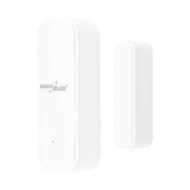 Trådløs kontaktor / åbningssensor med WiFi fra GreenBlue, Android/iOS, til døre / vinduer, 3,0 V DC, LR03x2, GB479 W, 2 sæt