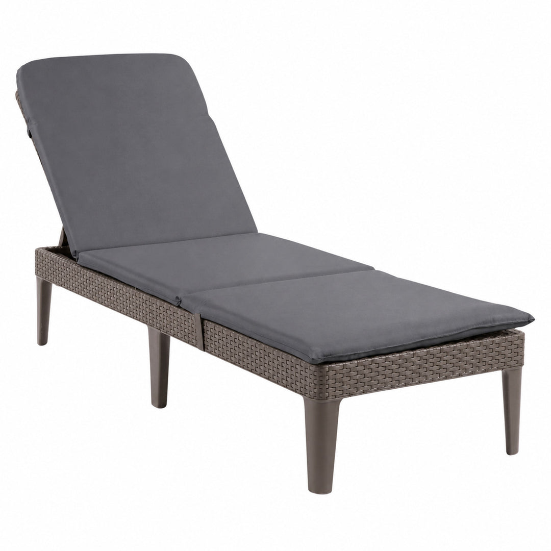 Justerbar havestol Jaipur Sun Lounger, brun + hynde til Jaipur-havestol, farve: mørkegrå, stof: S-500, størrelse: 190 x 60 cm