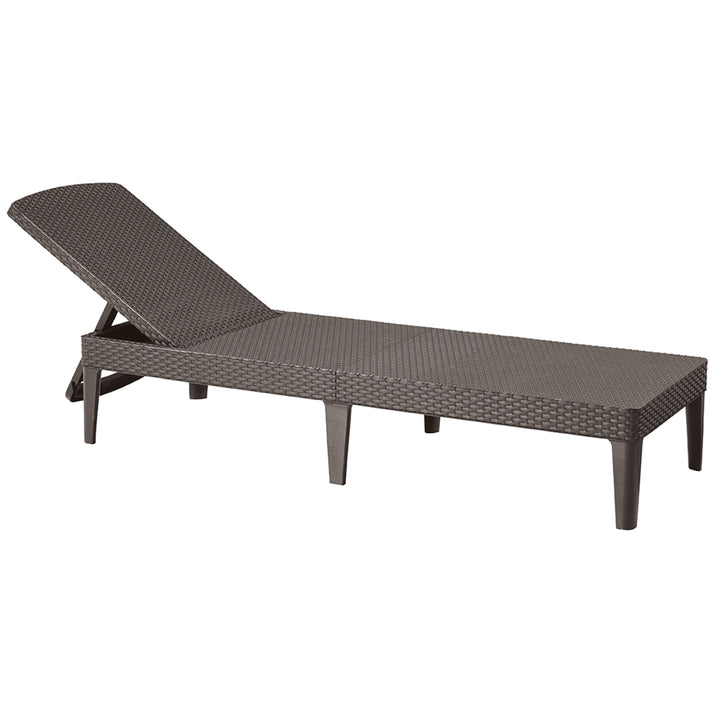Jaipur Sun Lounger – justerbar havestol i brun + Jaipur-pude til havestol, farve: beige, stof: S-550 Melange, størrelse: 190 x 60 cm