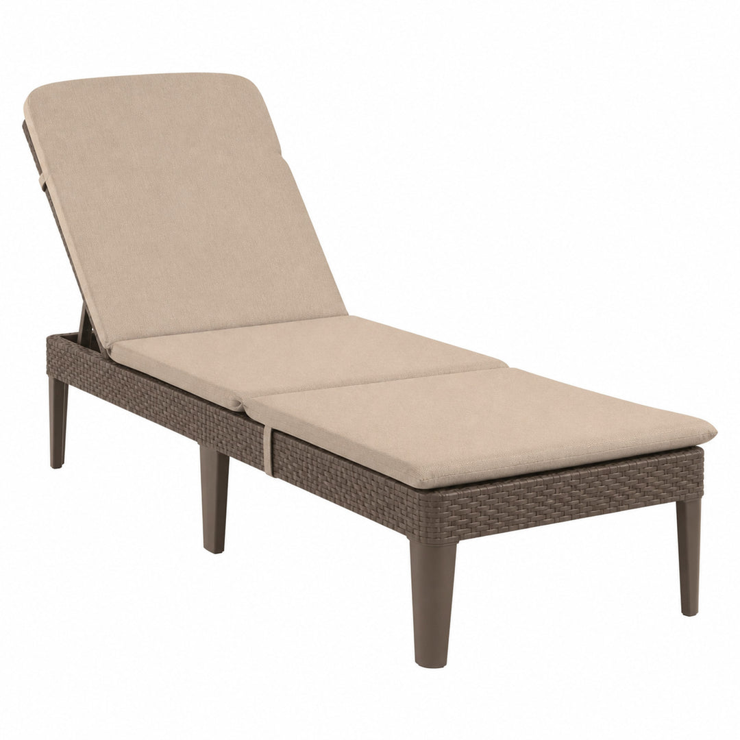 Jaipur Sun Lounger – justerbar havestol i brun + Jaipur-pude til havestol, farve: beige, stof: S-550 Melange, størrelse: 190 x 60 cm