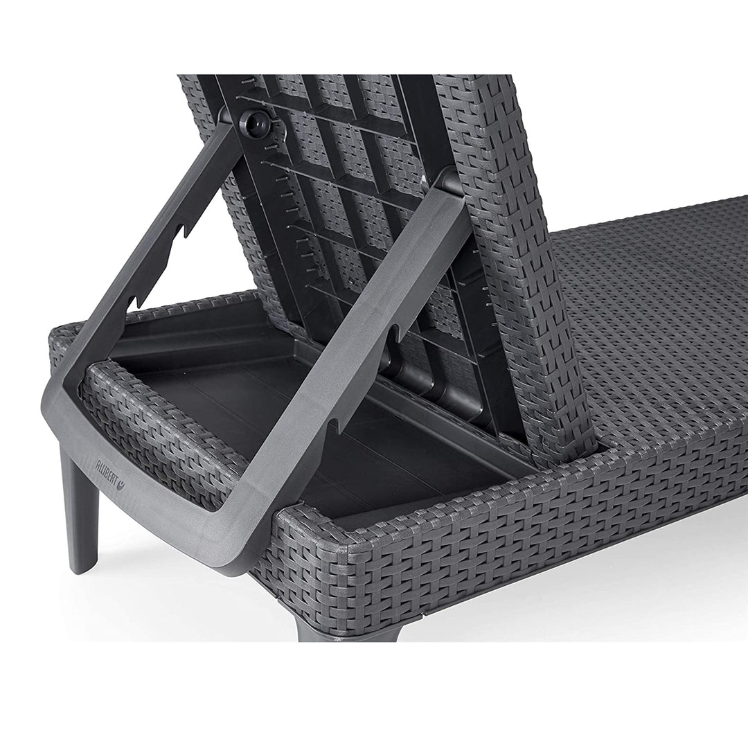 Jaipur Sun Lounger – justerbar havestol i grafitfarve + Jaipur-pude til liggestol, farve: mørkegrå, stof S-500, størrelse 190 x 60 cm