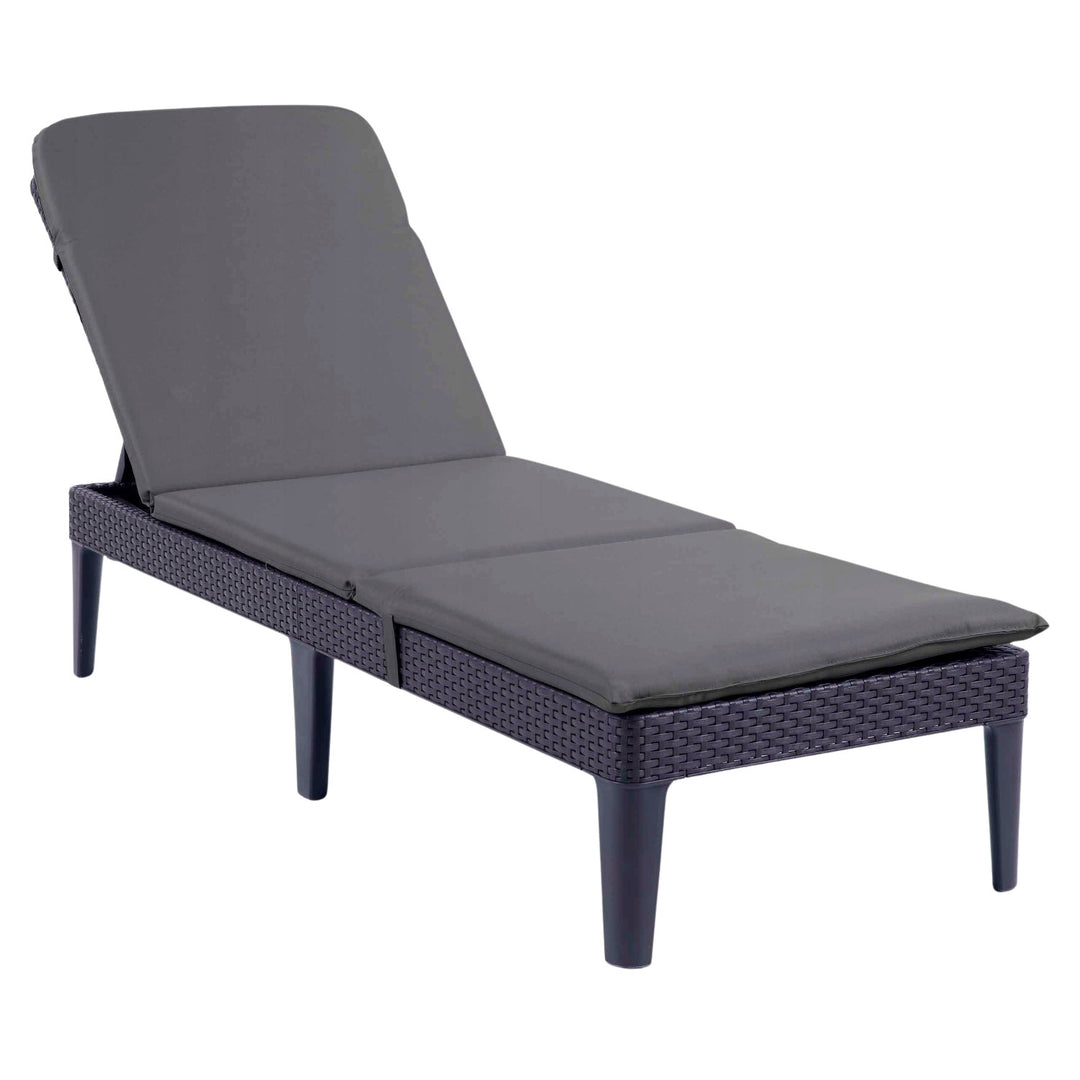 Jaipur Sun Lounger – justerbar havestol i grafitfarve + Jaipur-pude til liggestol, farve: mørkegrå, stof S-500, størrelse 190 x 60 cm