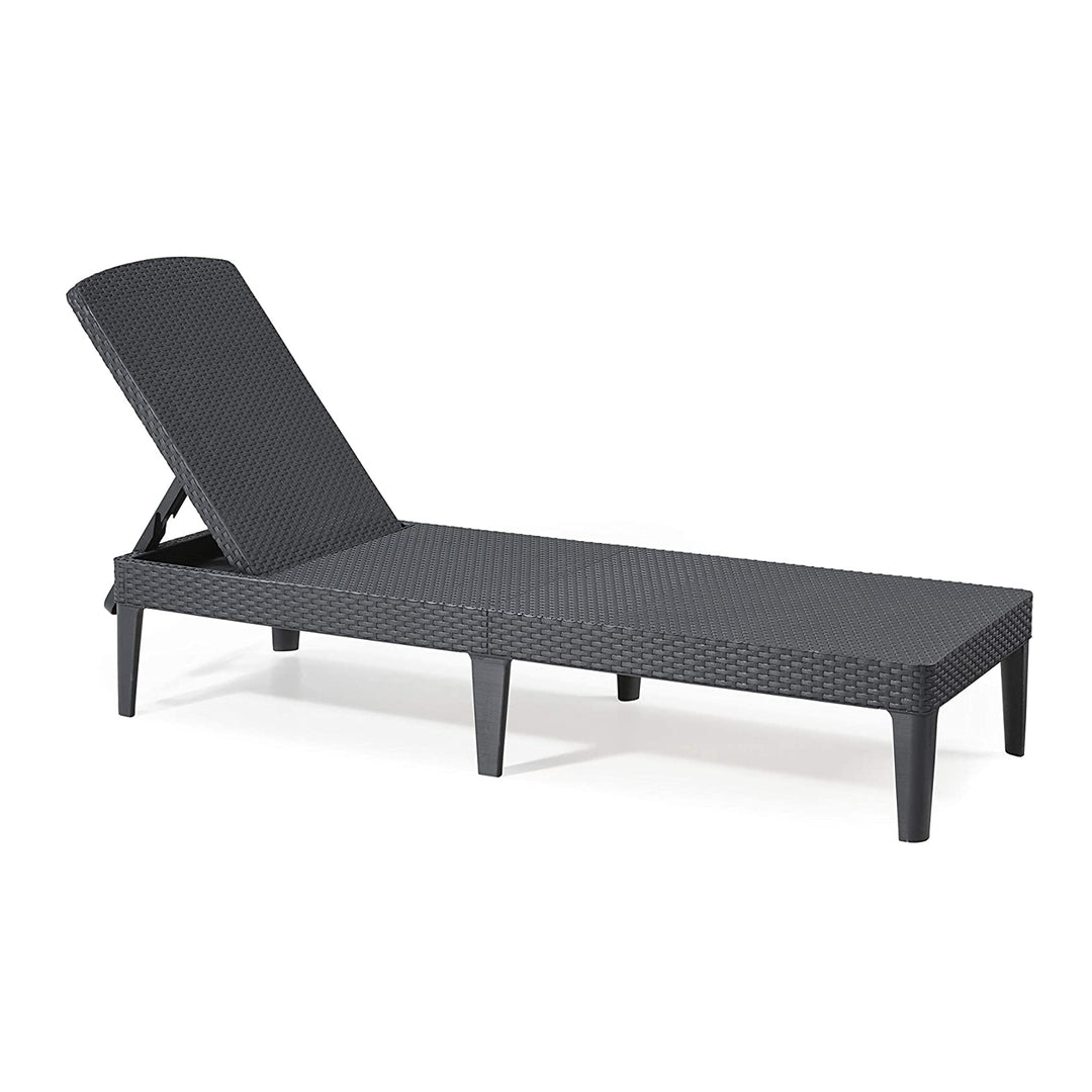 Jaipur Sun Lounger – justerbar havestol i grafitfarve + Jaipur-pude til liggestol, farve: beige, stof: S-550 Melange, størrelse: 190 x 60 cm