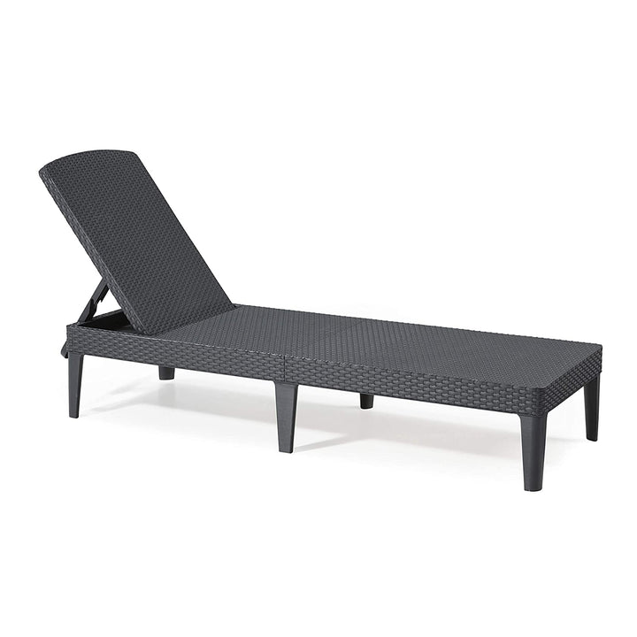 Jaipur Sun Lounger – justerbar havestol i grafitfarve + Jaipur-pude til liggestol, farve: beige, stof: S-550 Melange, størrelse: 190 x 60 cm